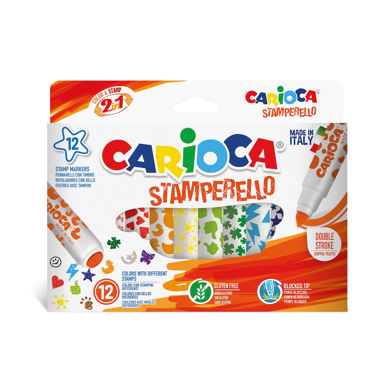 CARIOCA® 12 color Stamperello Felt Tip Washable Pens Color & Stamp Set